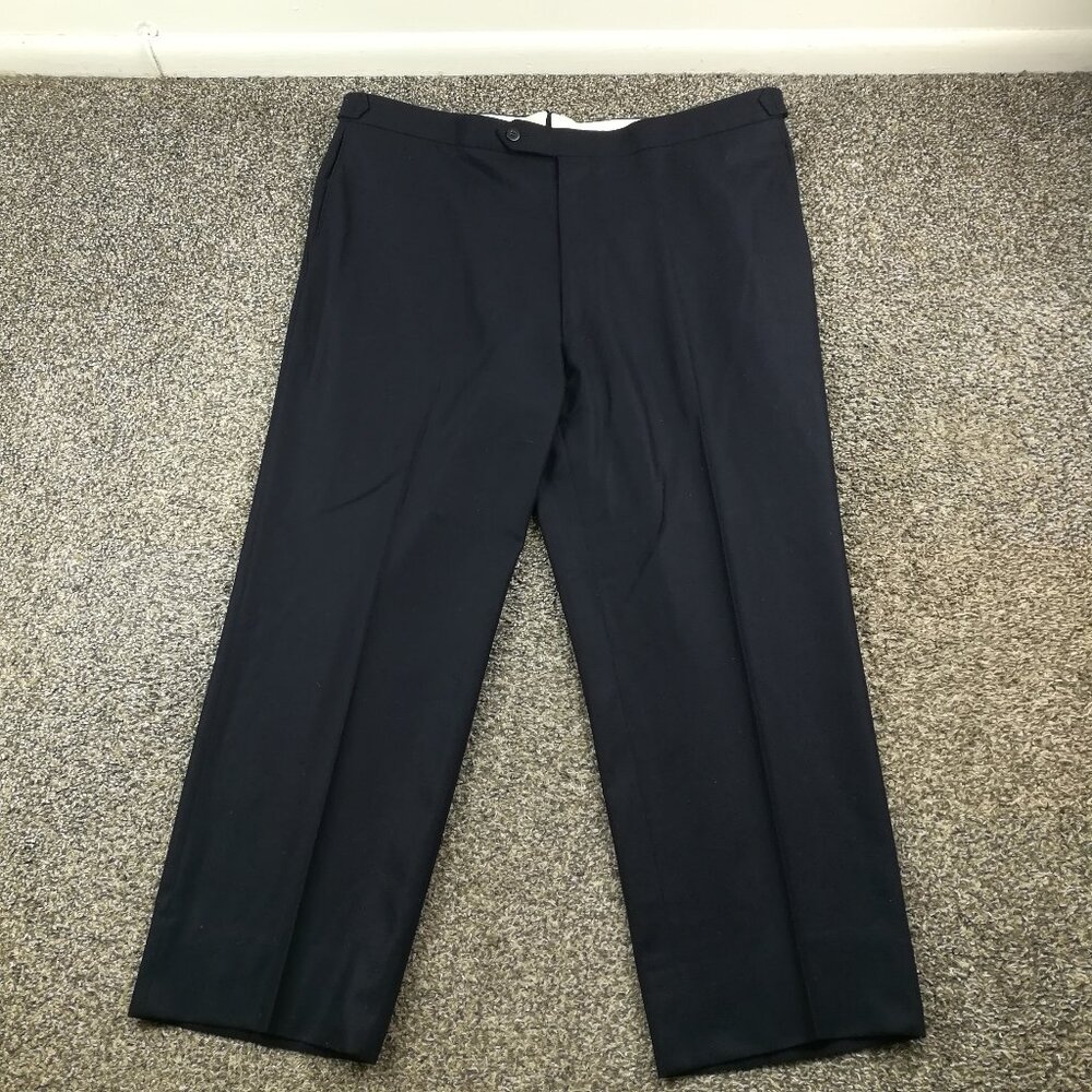 Paul Stuart Dress Pants Super 100s Italian Flannel Wool Flat Front Blue 42x27